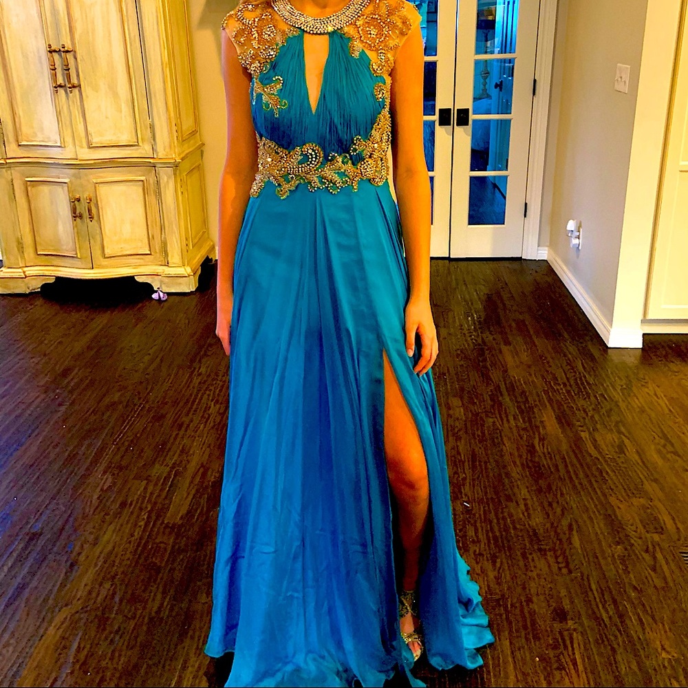 Stunning Blue Chiffon Dress- New!